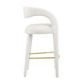 Modway Furniture Pinnacle Performance Velvet Bar Stool Set of Two Ivory Gold 21 x 20.5 x 39.5