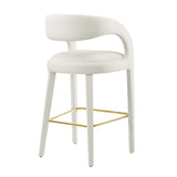 Modway Furniture Pinnacle Performance Velvet Bar Stool Set of Two Ivory Gold 21 x 20.5 x 39.5