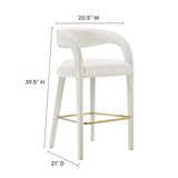 Modway Furniture Pinnacle Performance Velvet Bar Stool Set of Two Ivory Gold 21 x 20.5 x 39.5