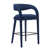 Modway Furniture Pinnacle Performance Velvet Bar Stool Set of Two Midnight Black 21 x 20.5 x 39.5