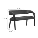 Modway Furniture Pinnacle Vegan Leather Accent Bench Black 20 x 55 x 32