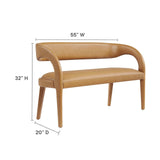 Modway Furniture Pinnacle Vegan Leather Accent Bench Tan 20 x 55 x 32