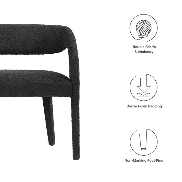 Modway Furniture Pinnacle Boucle Fabric Accent Bench – Modern Design, Plush Comfort, and No Assembly Needed Black EEI-6571-BLK