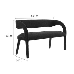 Modway Furniture Pinnacle Boucle Fabric Accent Bench – Modern Design, Plush Comfort, and No Assembly Needed Black EEI-6571-BLK