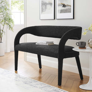 Modway Furniture Pinnacle Boucle Fabric Accent Bench – Modern Design, Plush Comfort, and No Assembly Needed Black EEI-6571-BLK