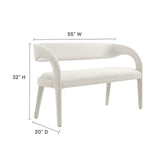 Modway Furniture Pinnacle Boucle Fabric Accent Bench Ivory 20 x 55 x 32