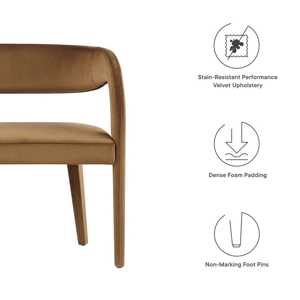 Modway Furniture Pinnacle Performance Velvet Accent Bench – Modern, Stain-Resistant, Fully Assembled Comfort & Style EEI-6572-BRN