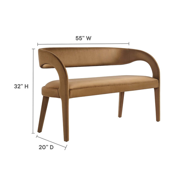 Modway Furniture Pinnacle Performance Velvet Accent Bench – Modern, Stain-Resistant, Fully Assembled Comfort & Style EEI-6572-BRN
