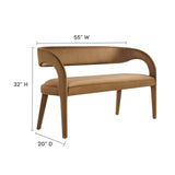 Modway Furniture Pinnacle Performance Velvet Accent Bench Brown 20 x 55 x 32