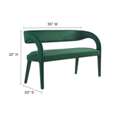 Modway Furniture Pinnacle Performance Velvet Accent Bench Green 20 x 55 x 32