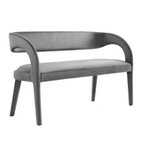 Modway Furniture Pinnacle Performance Velvet Accent Bench Gray 20 x 55 x 32