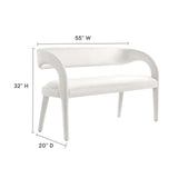 Modway Furniture Pinnacle Performance Velvet Accent Bench Ivory 20 x 55 x 32