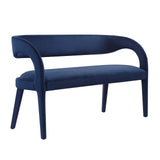 Modway Furniture Pinnacle Performance Velvet Accent Bench Midnight Blue 20 x 55 x 32