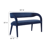 Modway Furniture Pinnacle Performance Velvet Accent Bench Midnight Blue 20 x 55 x 32