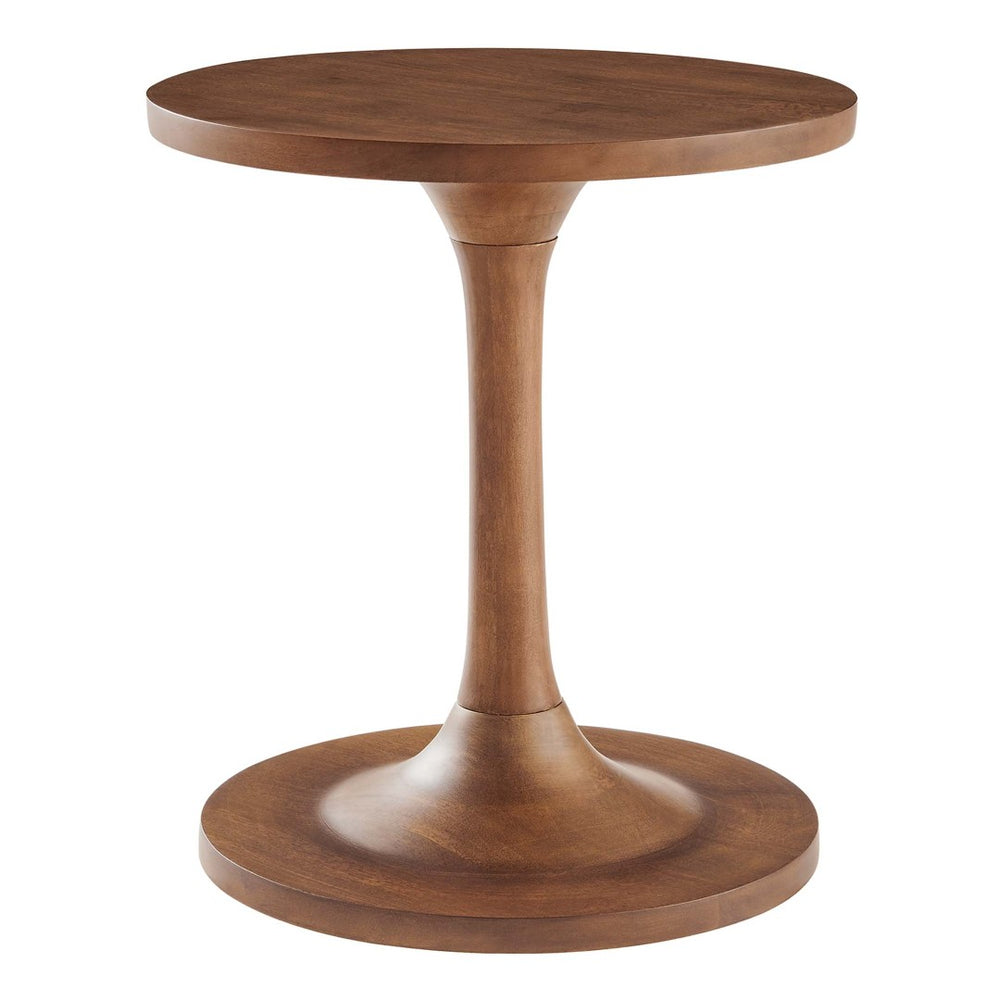 Modway Furniture Lina Round Wood Side Table - Stylish Solid Mango Wood with Tapered Base for Modern Living Spaces EEI-6573-WAL