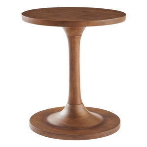 Modway Furniture Lina Round Wood Side Table - Stylish Solid Mango Wood with Tapered Base for Modern Living Spaces EEI-6573-WAL