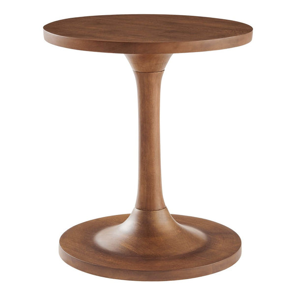 Modway Furniture Lina Round Wood Side Table - Stylish Solid Mango Wood with Tapered Base for Modern Living Spaces EEI-6573-WAL