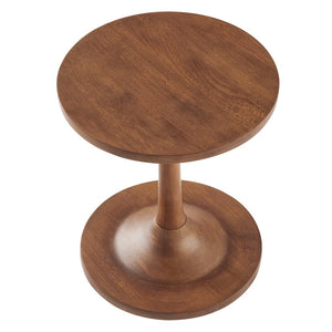 Modway Furniture Lina Round Wood Side Table - Stylish Solid Mango Wood with Tapered Base for Modern Living Spaces EEI-6573-WAL