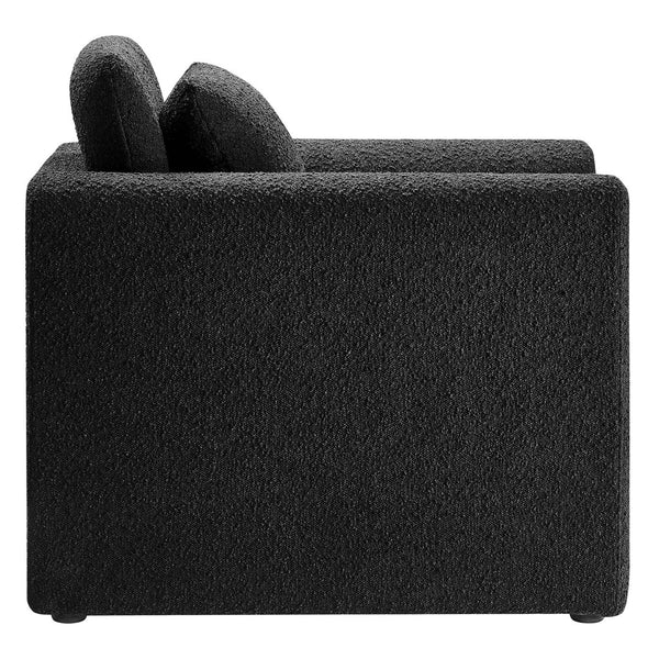 Modway Furniture Waverly Boucle Upholstered Armchair - Modern Comfort with Tactile Design for Home or Office Use Black EEI-6575-BLK