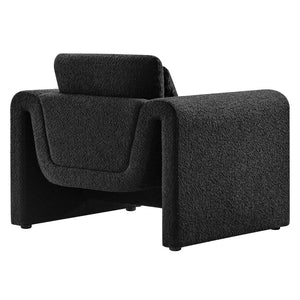 Modway Furniture Waverly Boucle Upholstered Armchair - Modern Comfort with Tactile Design for Home or Office Use Black EEI-6575-BLK