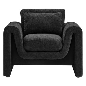 Modway Furniture Waverly Boucle Upholstered Armchair - Modern Comfort with Tactile Design for Home or Office Use Black EEI-6575-BLK