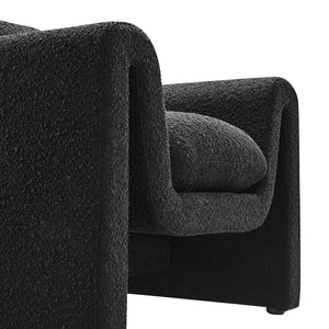 Modway Furniture Waverly Boucle Upholstered Armchair - Modern Comfort with Tactile Design for Home or Office Use Black EEI-6575-BLK