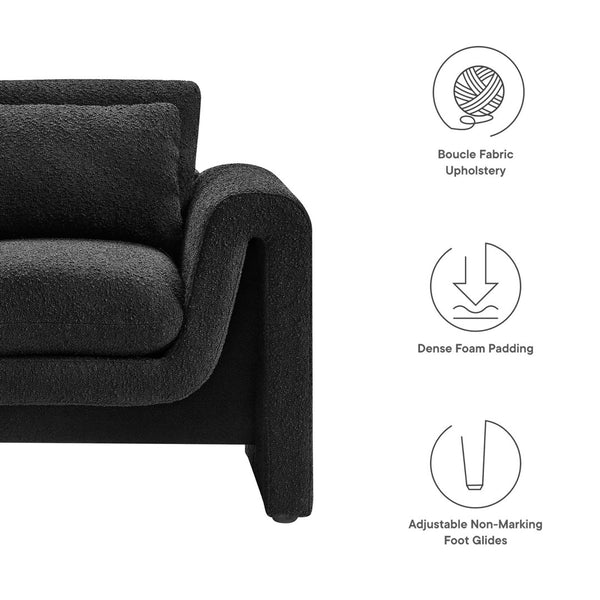 Modway Furniture Waverly Boucle Upholstered Armchair - Modern Comfort with Tactile Design for Home or Office Use Black EEI-6575-BLK