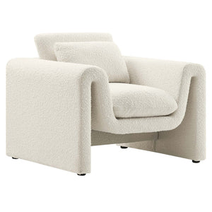 Modway Furniture Waverly Boucle Upholstered Armchair - Modern Comfort with Tactile Design for Home or Office Use Ivory EEI-6575-IVO