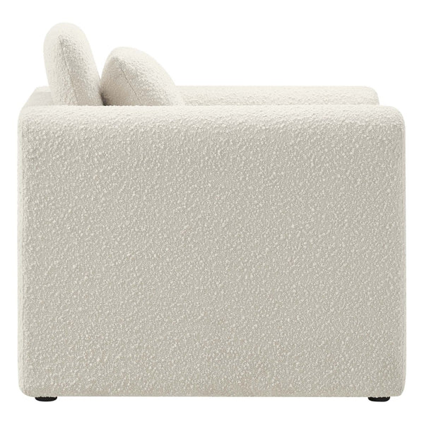 Modway Furniture Waverly Boucle Upholstered Armchair - Modern Comfort with Tactile Design for Home or Office Use Ivory EEI-6575-IVO