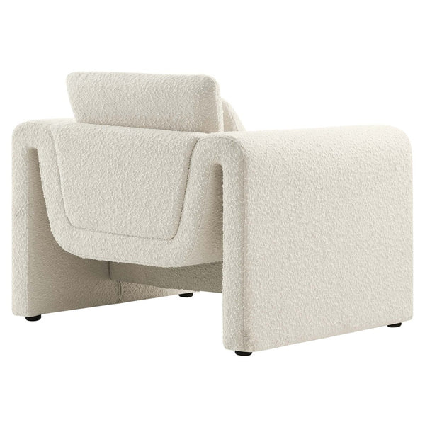 Modway Furniture Waverly Boucle Upholstered Armchair - Modern Comfort with Tactile Design for Home or Office Use Ivory EEI-6575-IVO
