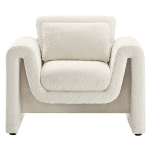 Modway Furniture Waverly Boucle Upholstered Armchair - Modern Comfort with Tactile Design for Home or Office Use Ivory EEI-6575-IVO