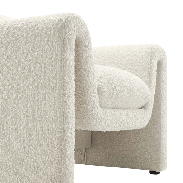 Modway Furniture Waverly Boucle Upholstered Armchair - Modern Comfort with Tactile Design for Home or Office Use Ivory EEI-6575-IVO