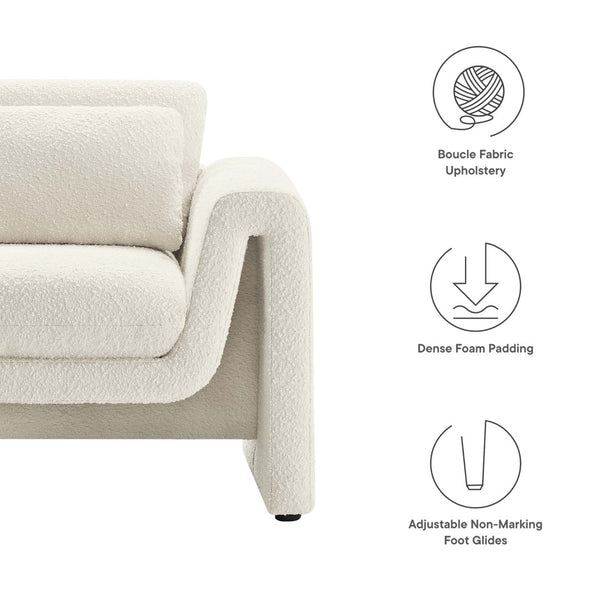 Modway Furniture Waverly Boucle Upholstered Armchair - Modern Comfort with Tactile Design for Home or Office Use Ivory EEI-6575-IVO