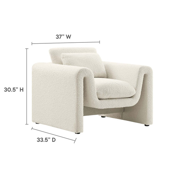 Modway Furniture Waverly Boucle Upholstered Armchair - Modern Comfort with Tactile Design for Home or Office Use Ivory EEI-6575-IVO