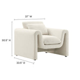 Modway Furniture Waverly Boucle Upholstered Armchair Ivory 33.5 x 37 x 30.5