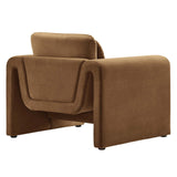 Modway Furniture Waverly Performance Velvet Armchair Brown 33.5 x 37 x 30.5