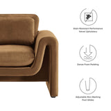 Modway Furniture Waverly Performance Velvet Armchair Brown 33.5 x 37 x 30.5