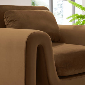 Modway Furniture Waverly Performance Velvet Armchair – Luxurious Brown Accent Chair with Stain-Resistant Upholstery EEI-6576-BRN