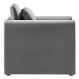 Modway Furniture Waverly Performance Velvet Armchair Gray 33.5 x 37 x 30.5