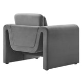 Modway Furniture Waverly Performance Velvet Armchair Gray 33.5 x 37 x 30.5