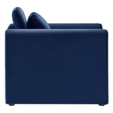 Modway Furniture Waverly Performance Velvet Armchair Midnight Blue 33.5 x 37 x 30.5