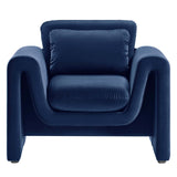 Modway Furniture Waverly Performance Velvet Armchair Midnight Blue 33.5 x 37 x 30.5