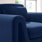 Modway Furniture Waverly Performance Velvet Armchair Midnight Blue 33.5 x 37 x 30.5
