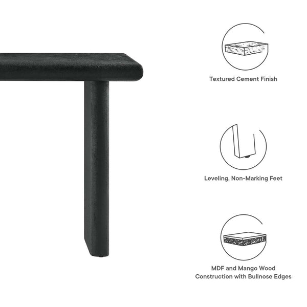 Modway Furniture Relic Concrete Textured Console Table - Industrial Chic Design for Modern Living Spaces and Offices Black EEI-6577-BLK