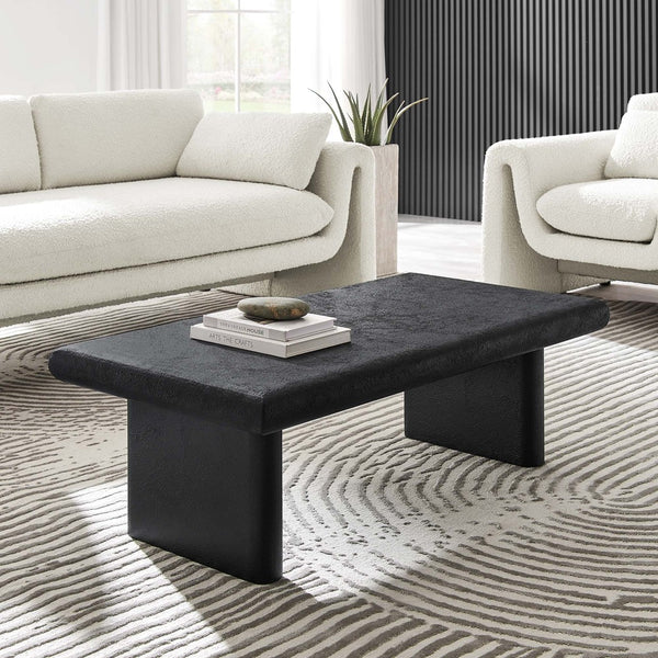 Modway Furniture Relic Concrete Textured Coffee Table - Modern Industrial Design with Durable MDF and Wood Construction Black EEI-6578-BLK