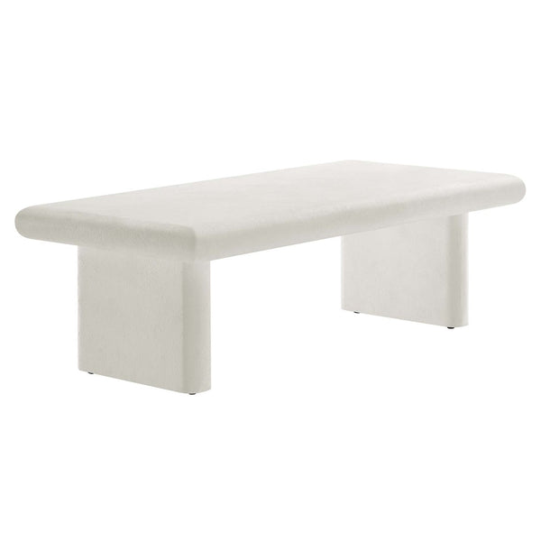 Modway Furniture Relic Concrete Textured Coffee Table - Modern Industrial Design with Durable MDF and Wood Construction White EEI-6578-WHI