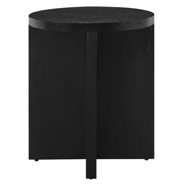 Modway Furniture Silas Round Wood Side Table - Stylish Mango Wood Accent Table with Modern X-Base for Living Room Black EEI-6579-BLK