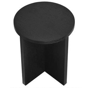 Modway Furniture Silas Round Wood Side Table - Stylish Mango Wood Accent Table with Modern X-Base for Living Room Black EEI-6579-BLK