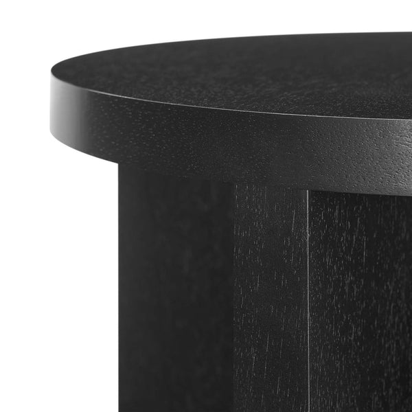 Modway Furniture Silas Round Wood Side Table - Stylish Mango Wood Accent Table with Modern X-Base for Living Room Black EEI-6579-BLK