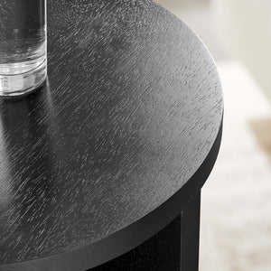 Modway Furniture Silas Round Wood Side Table - Stylish Mango Wood Accent Table with Modern X-Base for Living Room Black EEI-6579-BLK